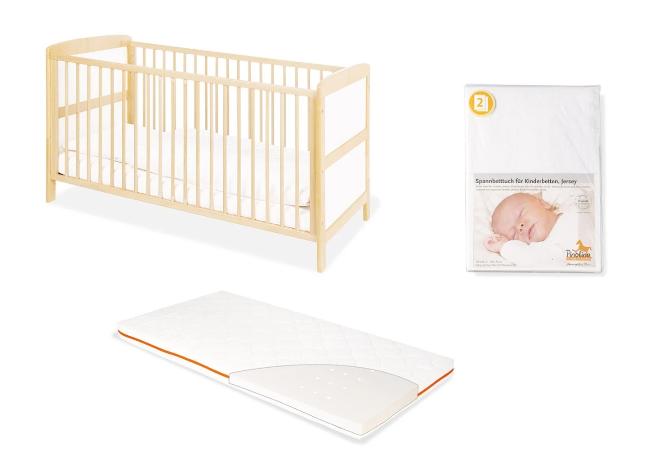 Pinolino Lit Bebé évolutif Florian 70 X 140, Matelas Luna Up Et Deux Draps-housse Blancs 2 Pinolino Lit Bebé évolutif Florian 70 X 140, Matelas Luna Up Et Deux Draps-housse Blancs – Image 2