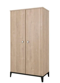 Armoire 2 Portes Marcel Chêne Blond Noir -Produits Pour Bébé armoire 2 portes marcel chene blond noir galipette bambinou