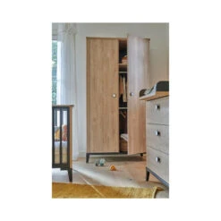 Armoire 2 Portes Marcel Chêne Blond Noir -Produits Pour Bébé armoire 2 portes marcel chene blond noir galipette bambinou ambiance
