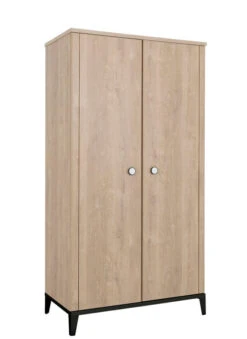 Armoire 2 Portes Marcel Chêne Blond Noir -Produits Pour Bébé armoire 2 portes marcel chene blond noir galipette bambinou angle