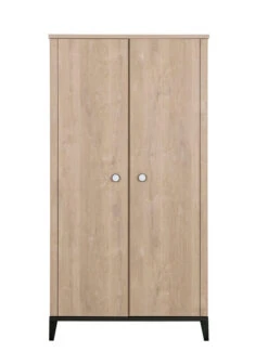 Armoire 2 Portes Marcel Chêne Blond Noir -Produits Pour Bébé armoire 2 portes marcel chene blond noir galipette bambinou face
