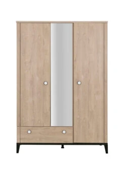 Armoire 3 Portes Et 1 Tiroir Marcel Chêne Blond Noir -Produits Pour Bébé armoire 3 portes 1 tiroir marcel chene blond noir galipette bambinou face