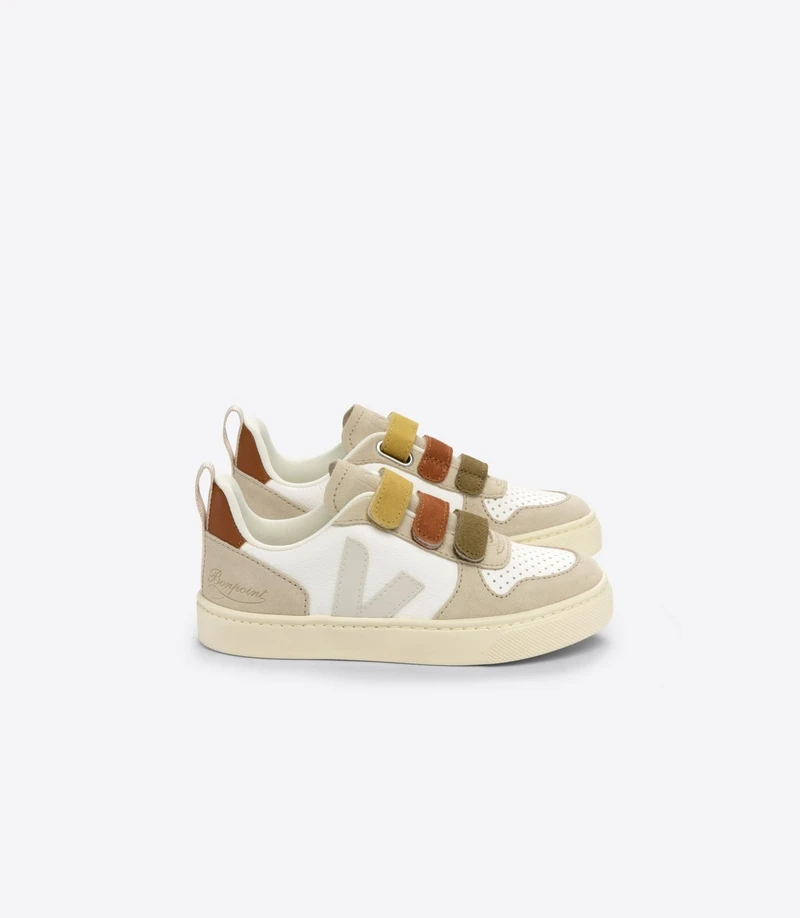 Veja Baskets Small V-10 Chromefree Leather Bonpoint Multico Almond 2 Veja Baskets Small V-10 Chromefree Leather Bonpoint Multico Almond – Image 2