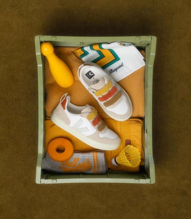 Veja Baskets Small V-10 Chromefree Leather Bonpoint Multico Almond 4 Veja Baskets Small V-10 Chromefree Leather Bonpoint Multico Almond – Image 4