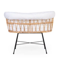 Childhome Berceau En Rotin Pieds Métal Avec Matelas Et Habillage En Jersey