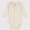 PETIT BATEAU Body Manches Longues à Col Beige