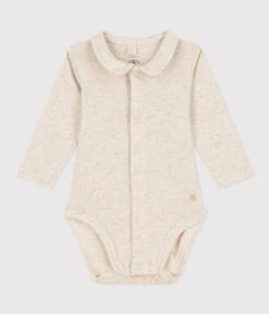PETIT BATEAU Body Manches Longues à Col Beige