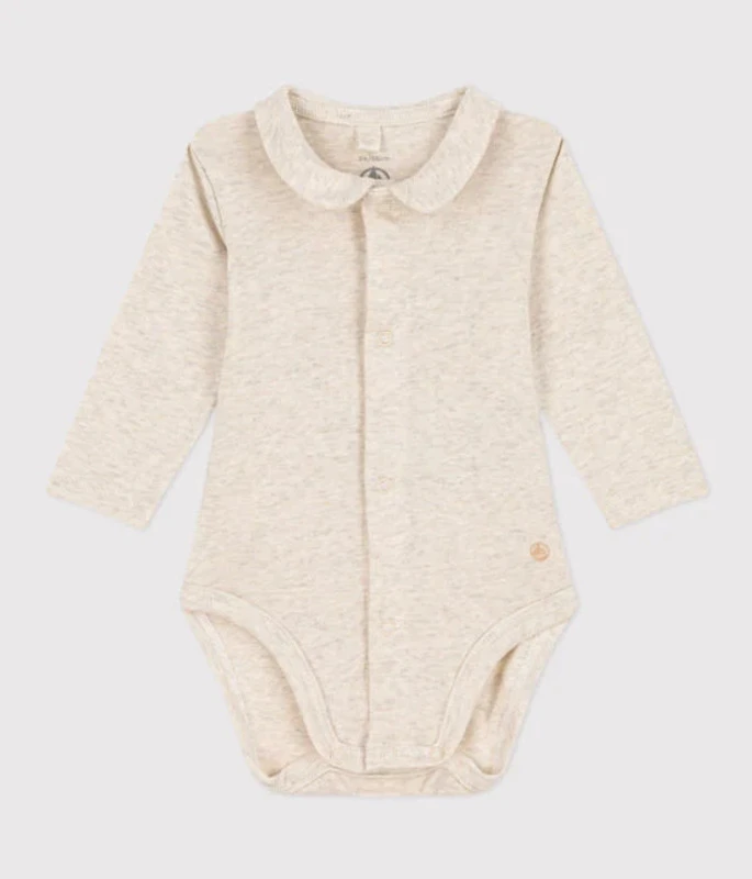 PETIT BATEAU Body Manches Longues à Col Beige 1 PETIT BATEAU Body Manches Longues à Col Beige