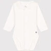 PETIT BATEAU Body Manches Longues à Col Marshmallow