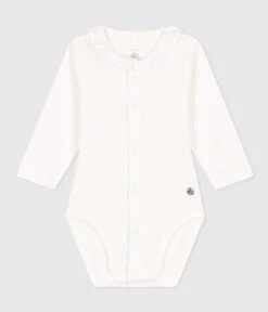 PETIT BATEAU Body Manches Longues à Col Marshmallow