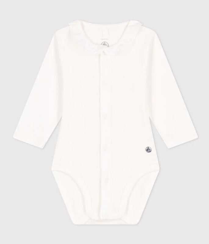 PETIT BATEAU Body Manches Longues à Col Marshmallow 1 PETIT BATEAU Body Manches Longues à Col Marshmallow