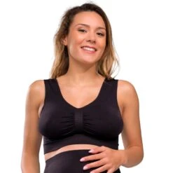 Carriwell Brassière De Grossesse Sans Couture Noir -Produits Pour Bébé brassiere grossesse sans couture noir xl carriwell bambinou face