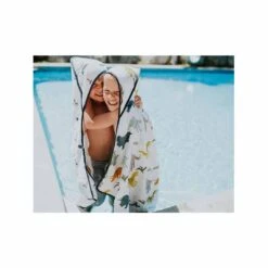 Little Unicorn Cape De Bain Mousseline Coton Et Gant De Toilette