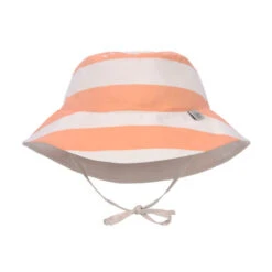 Lassig Chapeau Anti-UV Réversible Rayés Blanc Cassé/pêche -Produits Pour Bébé chapeau anti uv reversible rayes blanc casse peche lassig bambinou