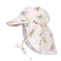 Lassig Chapeau De Soleil Protège-nuque Animaux De La Mer Blanc Cassé -Produits Pour Bébé chapeau soleil protege nuque animaux mer blanc casse lassig bambinou