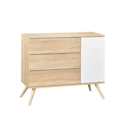 Commode Seventies Bois / Blanc -Produits Pour Bébé commode seventies bois blanc sauthon bambinou