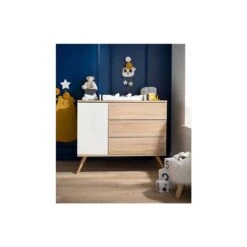 Commode Seventies Bois / Blanc -Produits Pour Bébé commode seventies bois blanc sauthon bambinou face