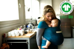 Écharpe De Portage Basic Bio -Produits Pour Bébé echarpe portage basic bio bleu retro love radius bambinou utilisation