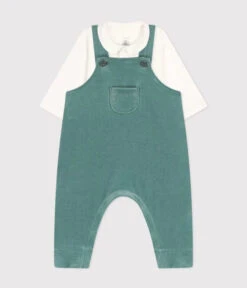 PETIT BATEAU Ensemble 2 Pièces Body Blanc Et Salopette Verte -Produits Pour Bébé ensemble 2 pieces body blanc salopette verte 3m petit bateau bambinou