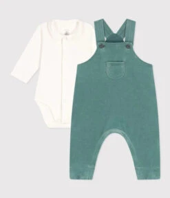 PETIT BATEAU Ensemble 2 Pièces Body Blanc Et Salopette Verte -Produits Pour Bébé ensemble 2 pieces body blanc salopette verte 3m petit bateau bambinou set