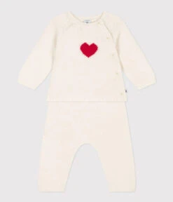 PETIT BATEAU Ensemble 2 Pièces En Tricot Laine Et Coton Coeur -Produits Pour Bébé ensemble 2 pieces tricot laine coton coeur rouge 1m petit bateau bambinou