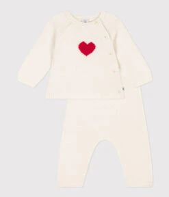 PETIT BATEAU Ensemble 2 Pièces En Tricot Laine Et Coton Coeur -Produits Pour Bébé ensemble 2 pieces tricot laine coton coeur rouge 1m petit bateau bambinou set