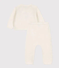 PETIT BATEAU Ensemble 2 Pièces En Tricot Laine Et Coton Marshmallow