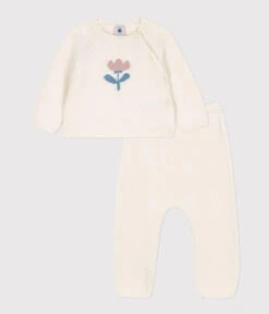 PETIT BATEAU Ensemble 2 Pièces En Tricot Laine Et Coton Marshmallow -Produits Pour Bébé ensemble 2 pieces tricot laine coton marshmallow 1m petit bateau bambinou set