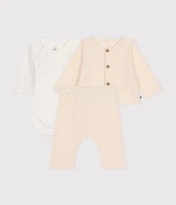 PETIT BATEAU Ensemble 3 Pièces En Bouclette éponge Avalanche -Produits Pour Bébé ensemble 3 pieces bouclette eponge bebe avalanche petit bateau bambinou pantalon