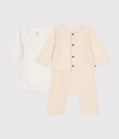 PETIT BATEAU Ensemble 3 Pièces En Bouclette éponge Avalanche -Produits Pour Bébé ensemble 3 pieces bouclette eponge bebe avalanche petit bateau bambinou produit face