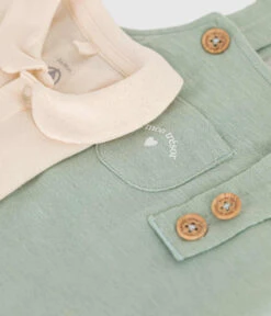 PETIT BATEAU Ensemble Salopette En Jersey Flammé Herbier -Produits Pour Bébé ensemble salopette jersey flamme bebe herbier petit bateau bambinou zoom