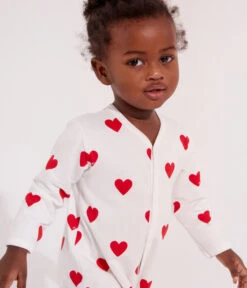 PETIT BATEAU Grenouillère Hiver Coeurs Rouges -Produits Pour Bébé grenouillere hiver coeurs rouges 1m petit bateau bambinou zoom