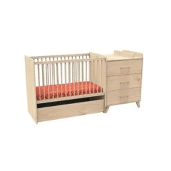 Lit Combiné évolutif Arty 60 X 120 Cm -Produits Pour Bébé lit combine evolutif arty 120 60 cm sauthon bambinou tiroir