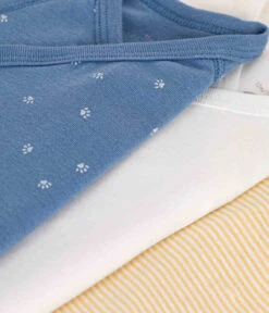 PETIT BATEAU Lot De 3 Bodies Croisés Manches Longues En Coton Multicolor