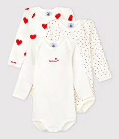 PETIT BATEAU Lot De 3 Bodies Manches Longues Coeurs -Produits Pour Bébé lot 3 bodies manches longues coeurs 3m petit bateau bambinou set