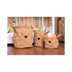 Childhome Lot De 3 Paniers De Rangement Teddy Beige -Produits Pour Bébé lot 3 paniers rangement teddy beige childhome bambinou ambiance