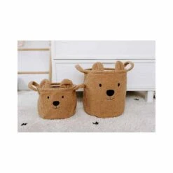 Childhome Lot De 3 Paniers De Rangement Teddy Beige -Produits Pour Bébé lot 3 paniers rangement teddy beige childhome bambinou deux paniers