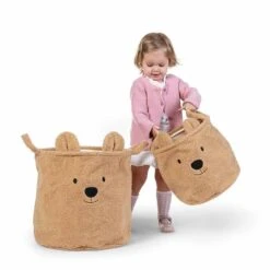 Childhome Lot De 3 Paniers De Rangement Teddy Beige -Produits Pour Bébé lot 3 paniers rangement teddy beige childhome bambinou enfant