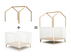 Parc évolutif Confort 100x100 + Toit Cabane -Produits Pour Bébé pack parc evolutif confort 100 100 blanc toit cabane bambinou evolution