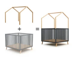 Parc évolutif Confort 100x100 + Toit Cabane -Produits Pour Bébé pack parc evolutif confort 100 100 graphite toit cabane bambinou evolution