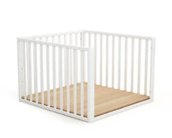 Parc évolutif Confort 100x100 + Toit Cabane -Produits Pour Bébé parc evolutif confort 100 100 blanc bambinou barriere