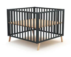 Parc évolutif Confort 100x100 + Toit Cabane -Produits Pour Bébé parc evolutif confort 100 100 graphite bambinou hauteur3