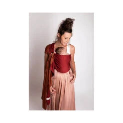 Petite écharpe De Portage Sans Nœud Sans Pad -Produits Pour Bébé petite echarpe portage sans noeud sans pad fauve rouge bourgogne love radius bambinou face