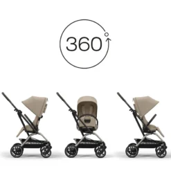 CYBEX Poussette Compacte Eezy S Twist+ 2 -Produits Pour Bébé poussette compacte eezy s twist 2 tpe almond beige beige cybex bambinou cote siege