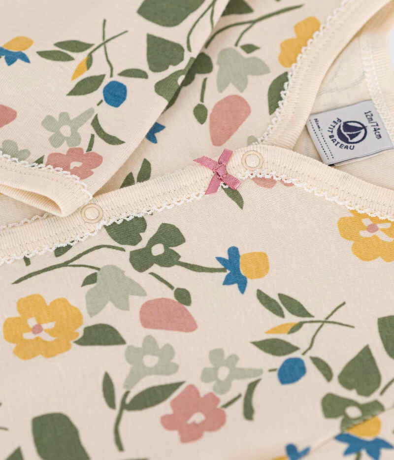 PETIT BATEAU Pyjama Imprimé Fleurs En Coton Avalanche Multicolor 3 PETIT BATEAU Pyjama Imprimé Fleurs En Coton Avalanche Multicolor – Image 3