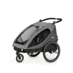HAUCK Remorque De Vélo Et Poussette 2 En 1 Dryk Duo Grey -Produits Pour Bébé remorque de velo et poussette 2 en 1 dryk duo grey hauck bambinou lateral
