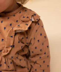 PETIT BATEAU Robe Manches Longues En Velours Sienne Fleurs Bleues -Produits Pour Bébé robe manches longues velours sienne fleurs bleues 6m petit bateau bambinou detail