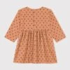 PETIT BATEAU Robe Manches Longues En Velours Sienne Fleurs Bleues