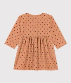 PETIT BATEAU Robe Manches Longues En Velours Sienne Fleurs Bleues