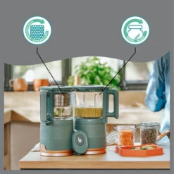 BabyMoov Robot Culinaire Multifonction Nutribaby Glass Green Forest -Produits Pour Bébé robot culinaire multifonction nutribaby glass green forest babymoov bambinou fonctions